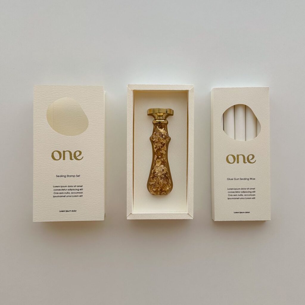 箔押しロゴ入りシーリングスタンプボックス全体写真